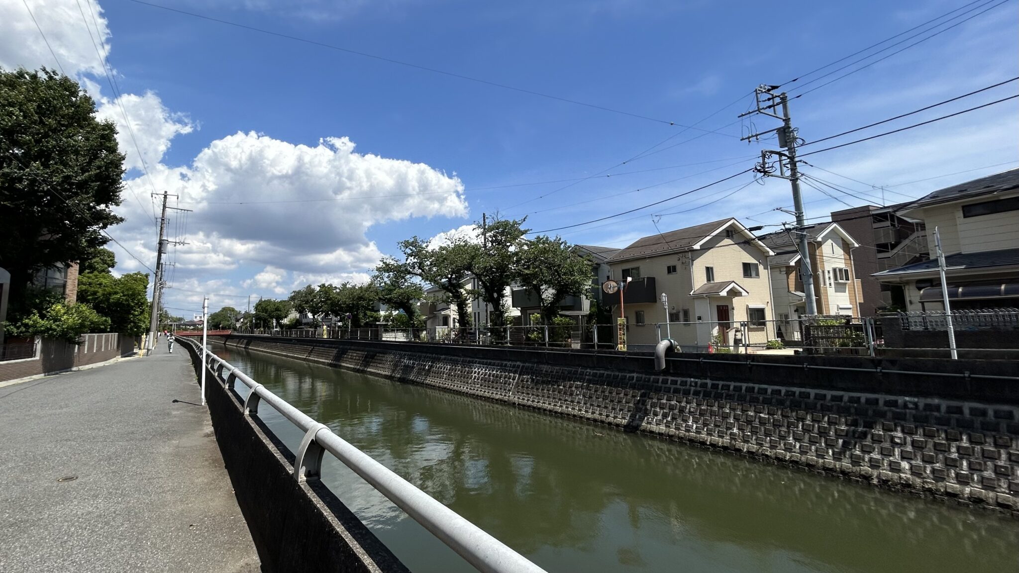 真間山へ続く真間川沿いを歩く