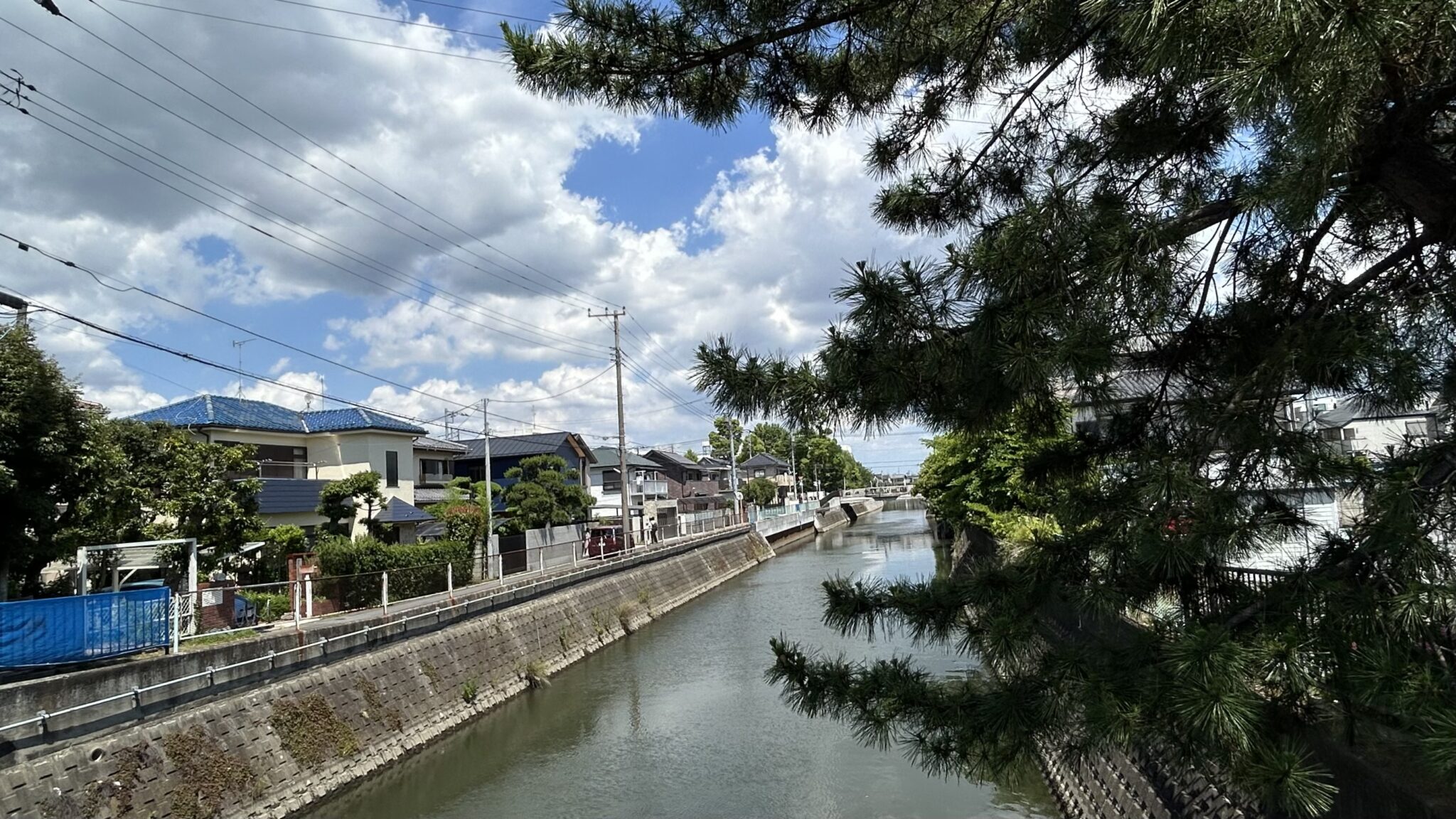 真間山へ続く真間川沿いを歩く